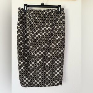 New York & Company Black and Cream Geometric Midi Skirt